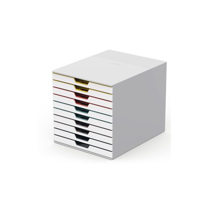 Cassettiera 10 cassetti colorati Varicolor mix10 bianco ghiaccio Durable  7630-27 90202